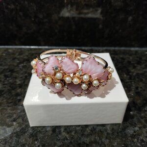 Rare Hobe Signed Vintage Hinged Clamper Bracelet